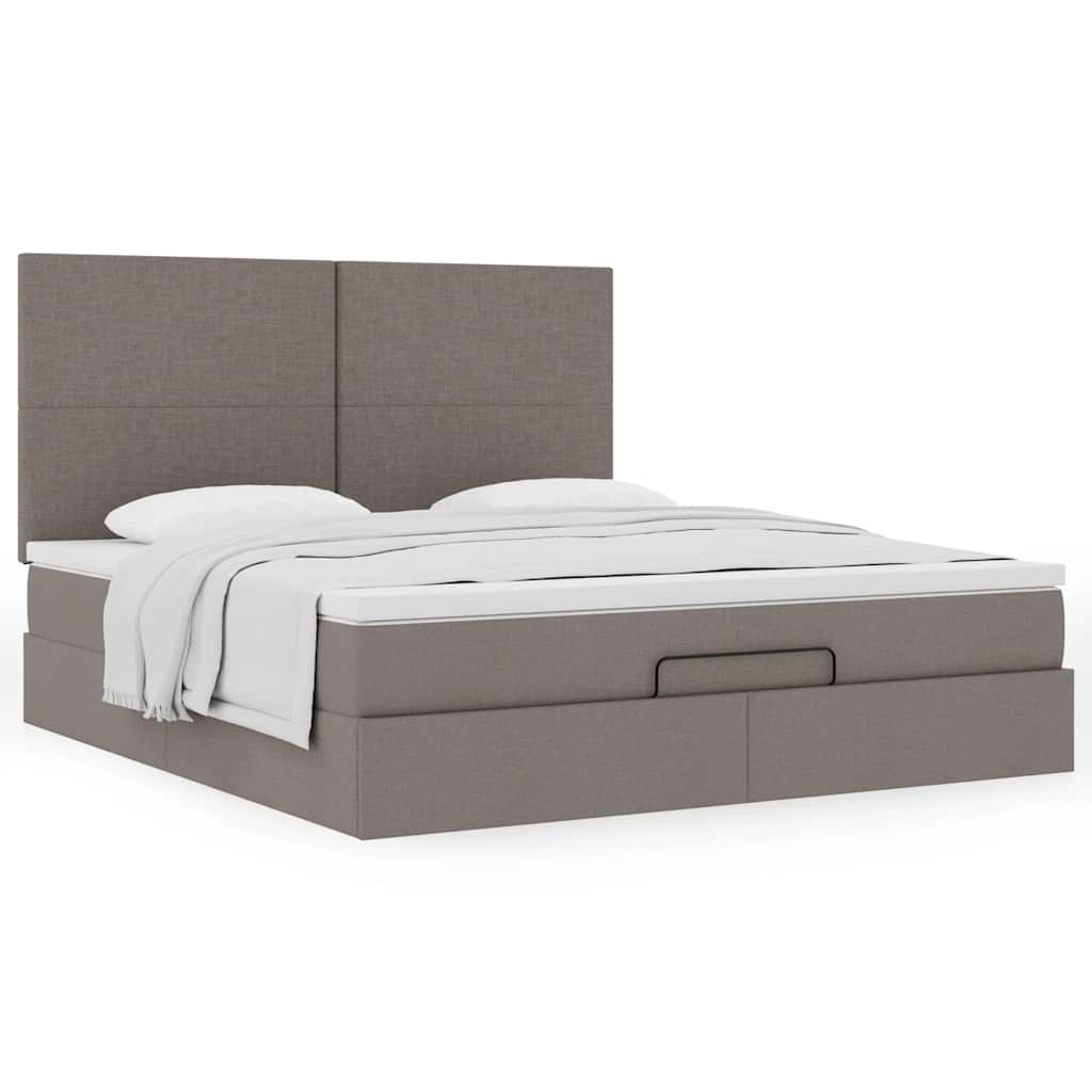 Ottoman-Bett Mit Matratze Stoff Taupe