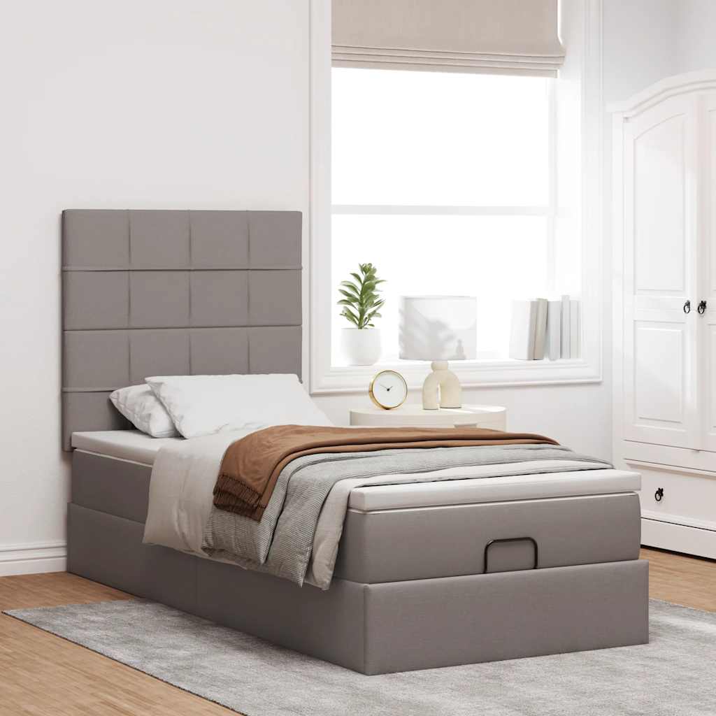 Ottoman-Bett Mit Matratze Stoff Taupe