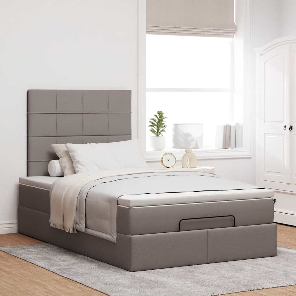 Ottoman-Bett Mit Matratze Stoff Taupe