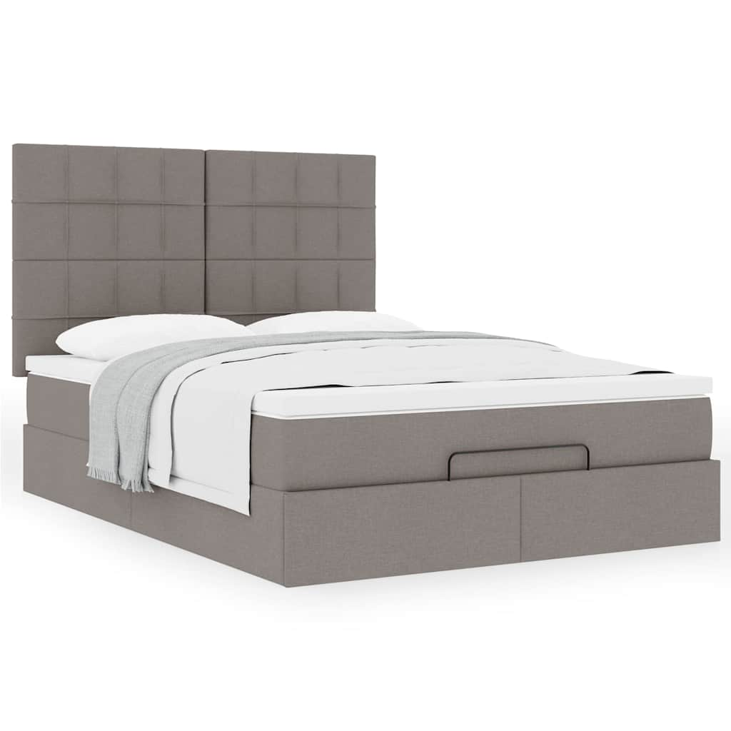 Ottoman-Bett Mit Matratze Stoff Taupe