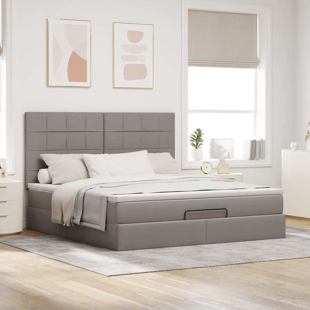 Ottoman-Bett Mit Matratze Stoff Taupe