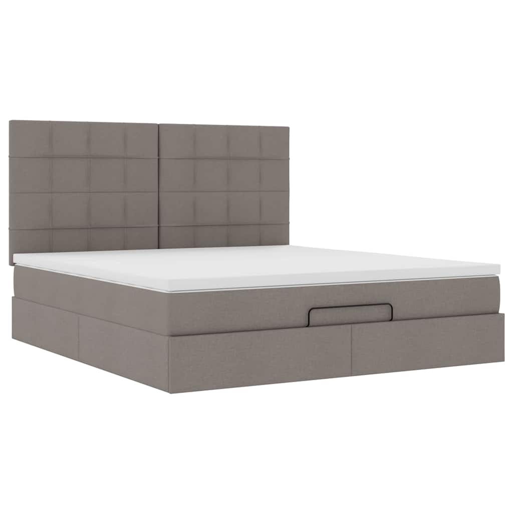 Ottoman-Bett Mit Matratze Stoff Taupe