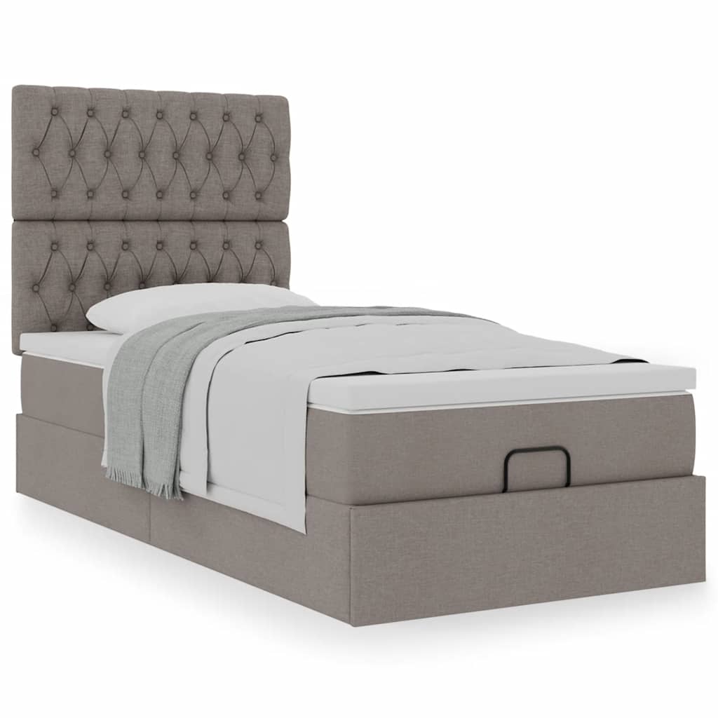 Ottoman-Bett Mit Matratze Stoff Taupe