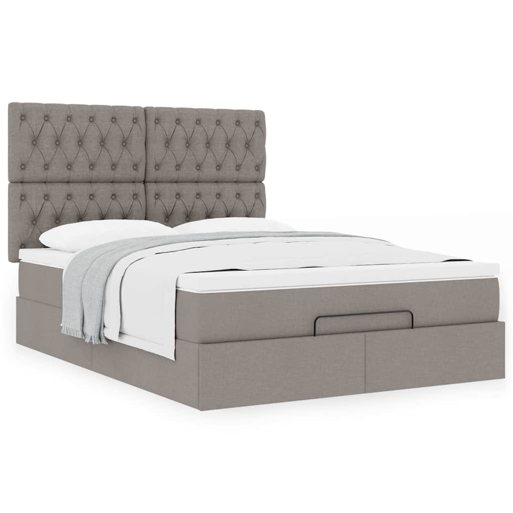 Ottoman-Bett Mit Matratze Stoff Taupe