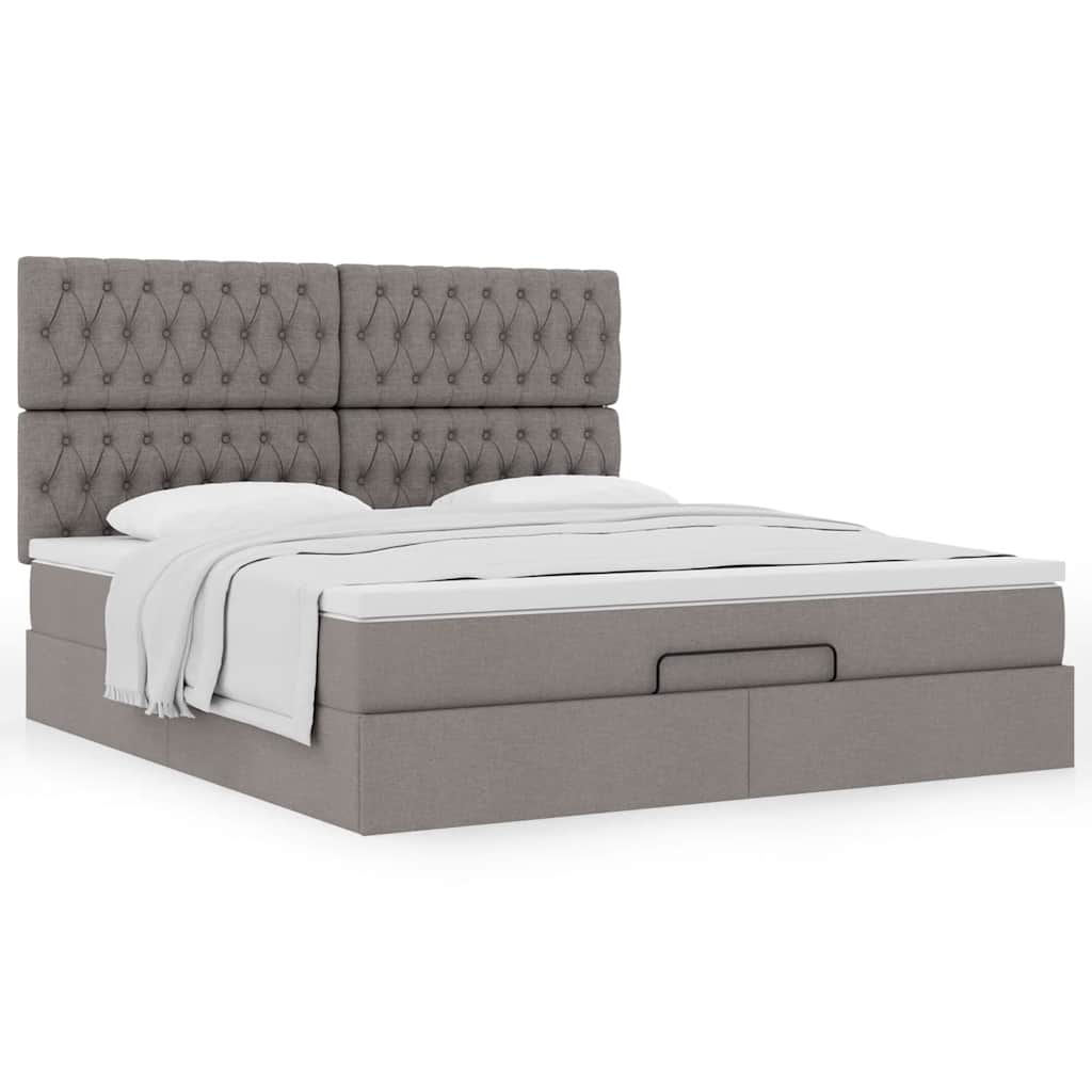 Ottoman-Bett Mit Matratze Stoff Taupe