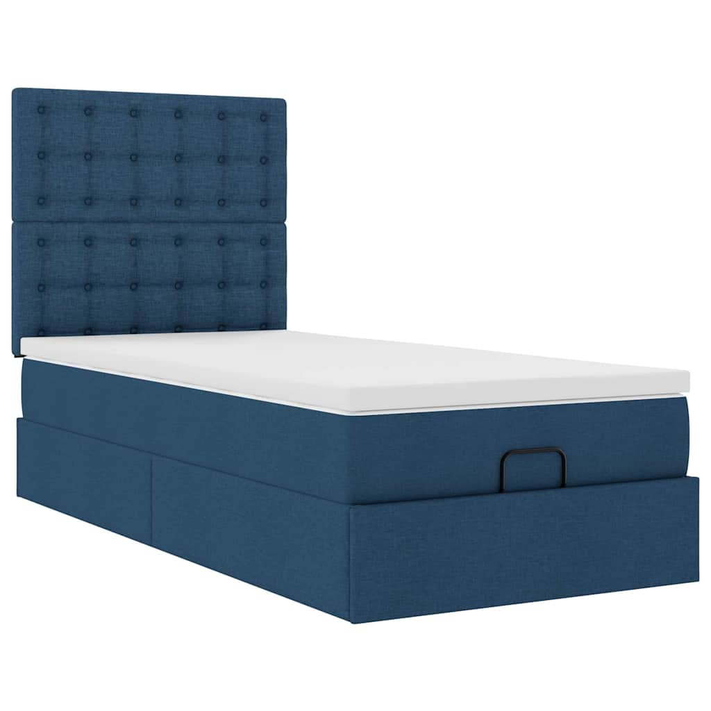 Ottoman-Bett Mit Matratze Stoff Blau