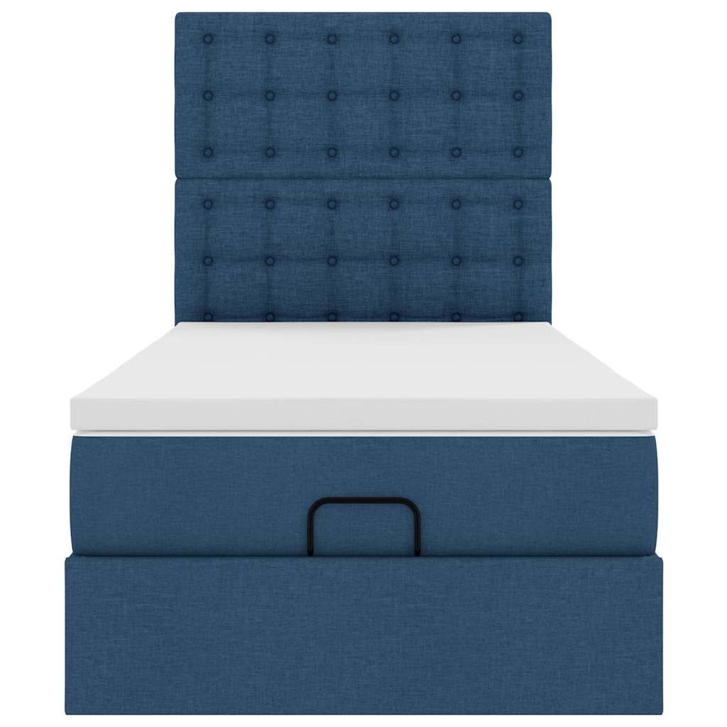 Ottoman-Bett Mit Matratze Stoff Blau