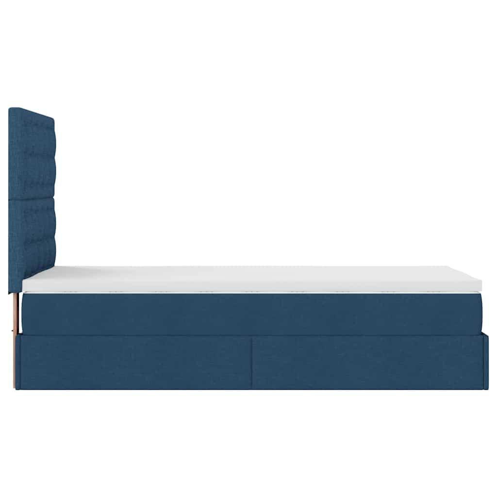 Ottoman-Bett Mit Matratze Stoff Blau