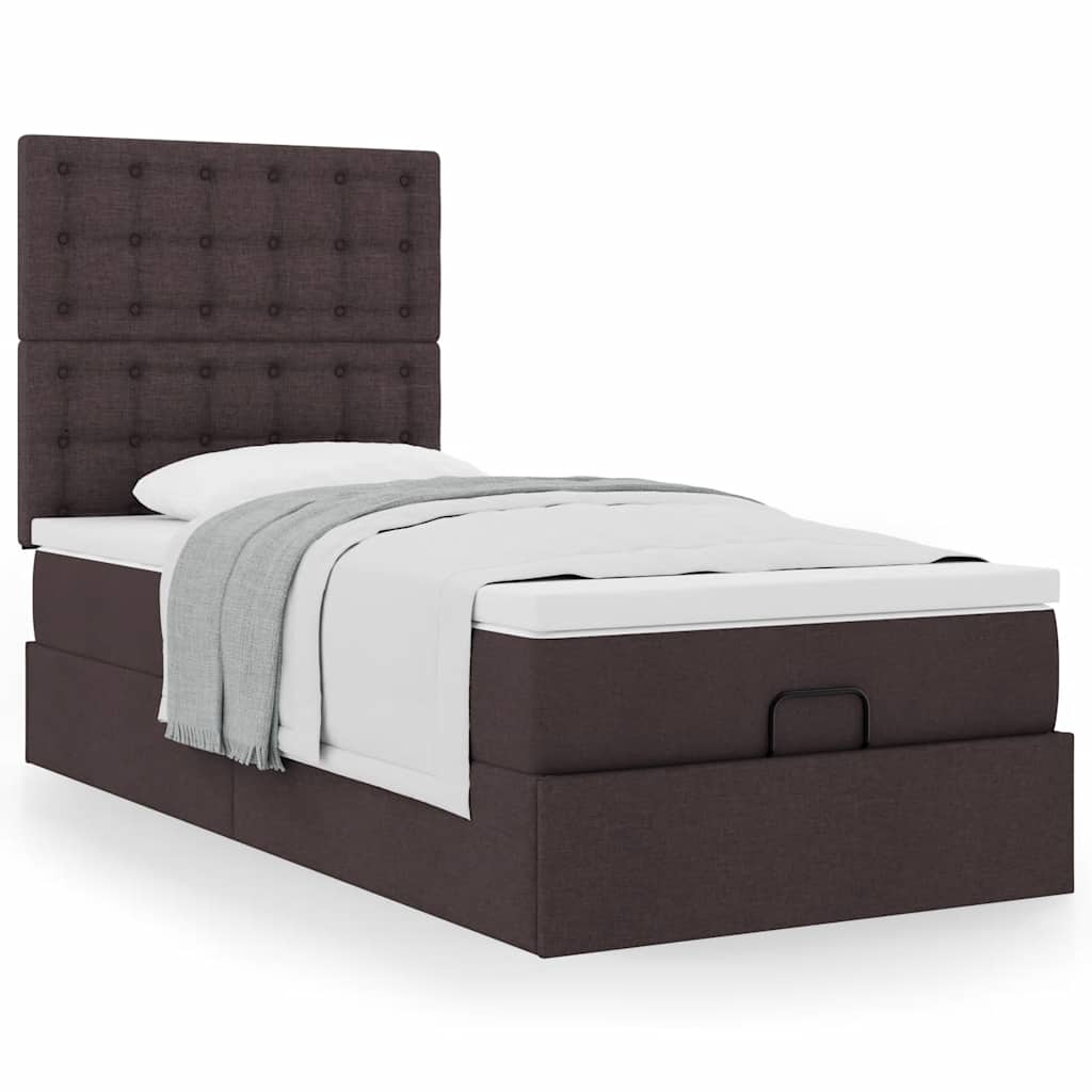 Ottoman-Bett Mit Matratze Stoff Dunkelbraun