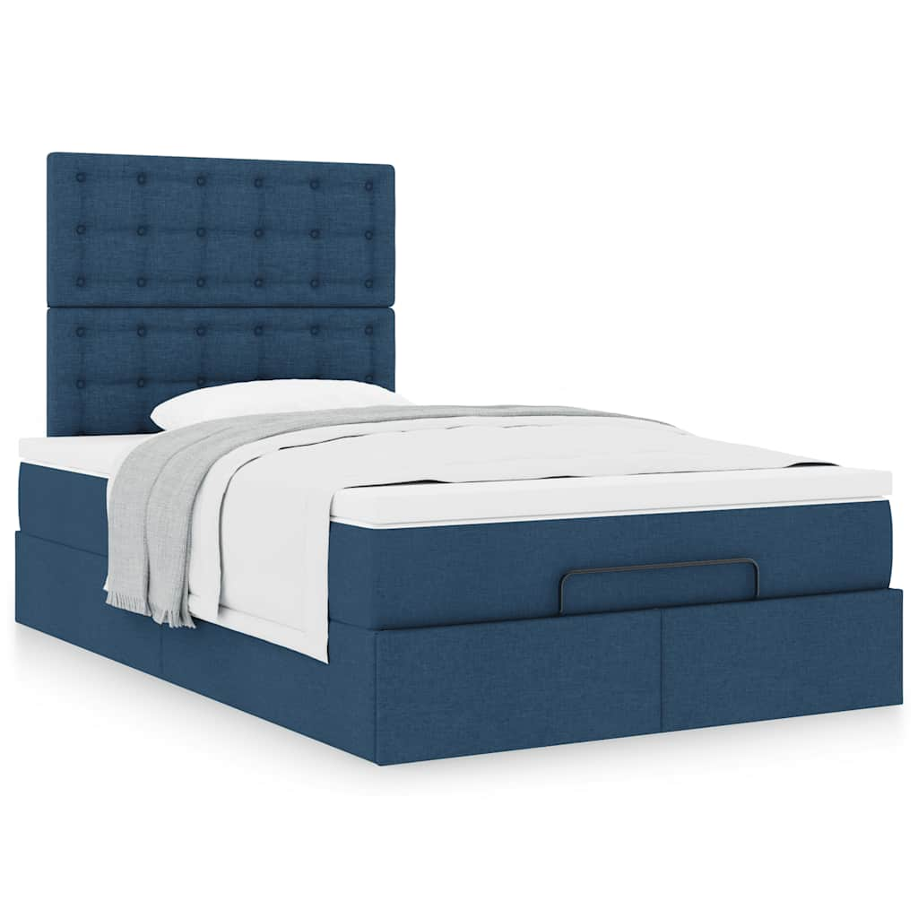 Ottoman-Bett Mit Matratze Stoff Blau