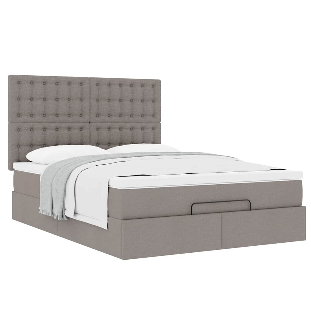 Ottoman-Bett Mit Matratze Stoff Taupe