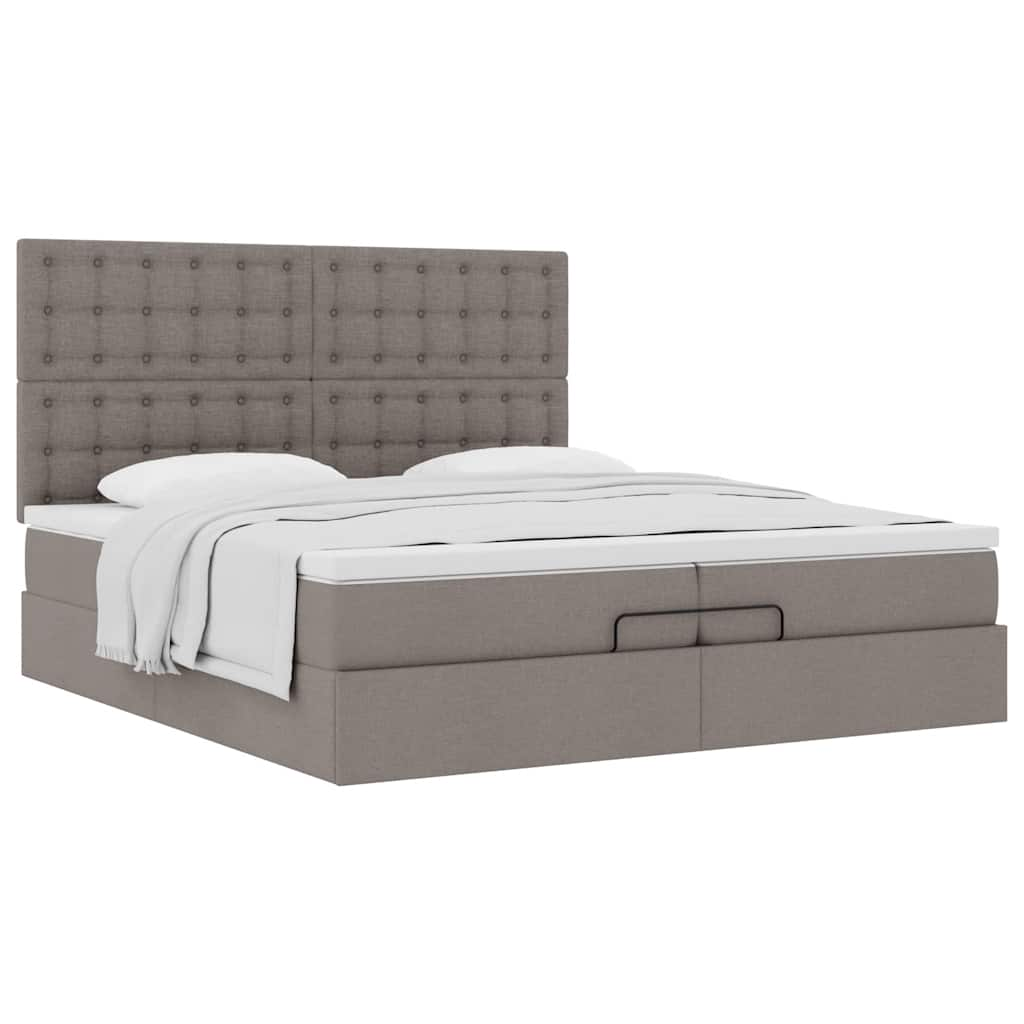 Ottoman-Bett Mit Matratze Stoff Taupe