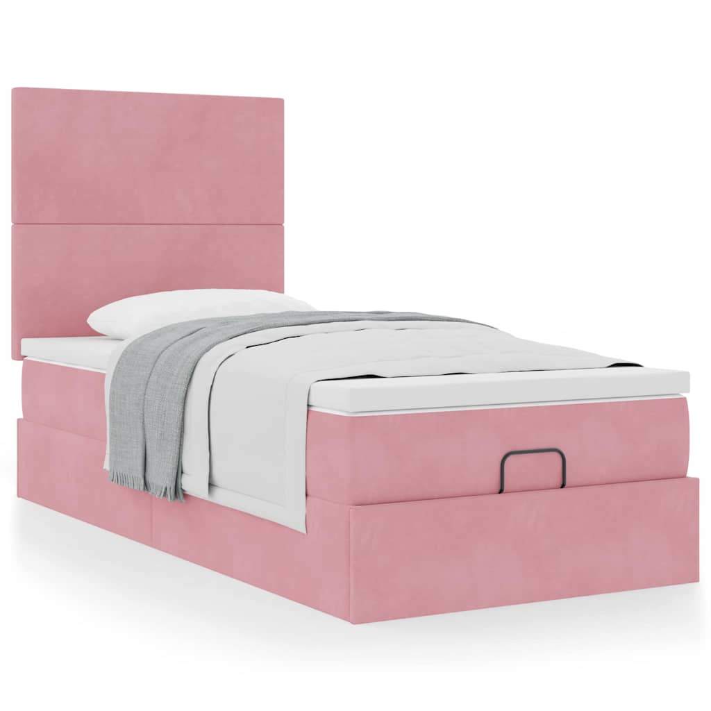 Ottoman-Bett Mit Matratzen Samt Rosa