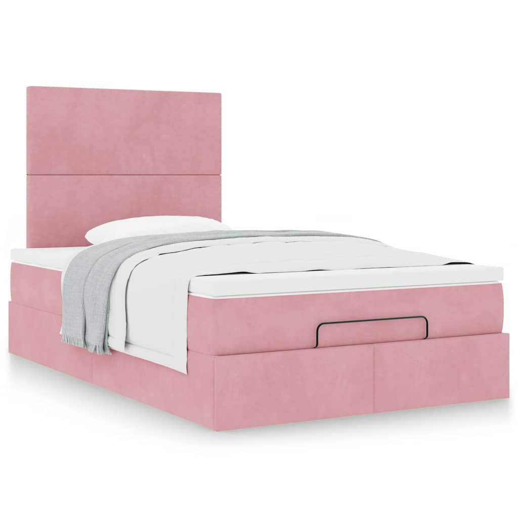 Ottoman-Bett Mit Matratzen Samt Rosa