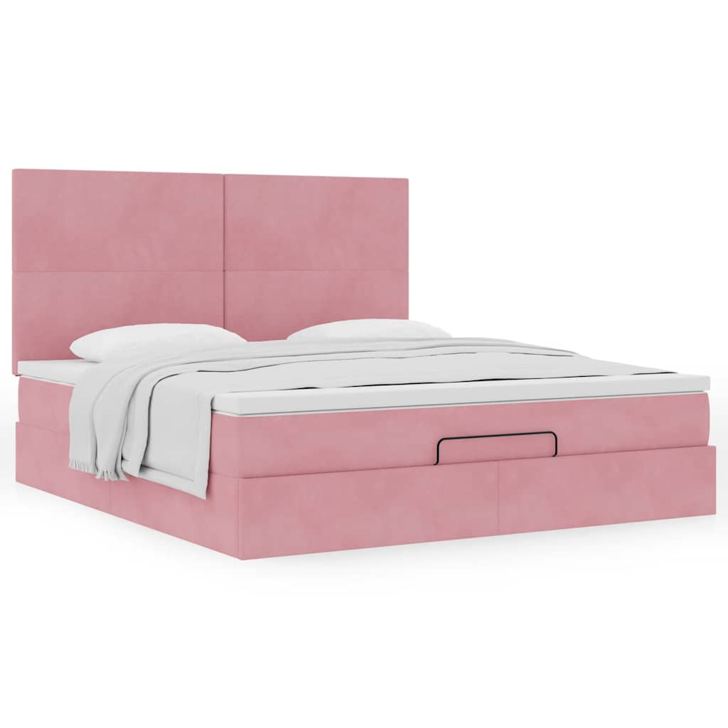 Ottoman-Bett Mit Matratzen Samt Rosa