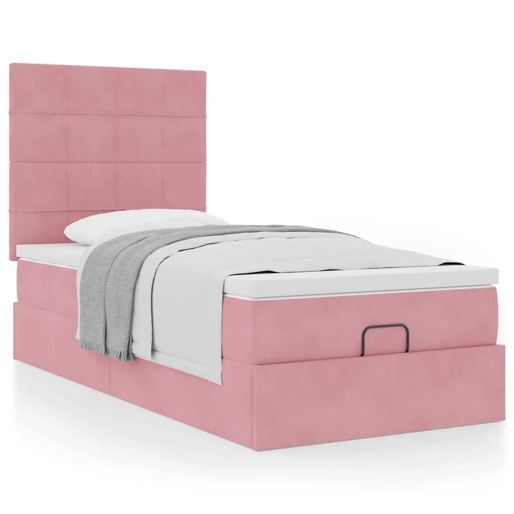 Ottoman-Bett Mit Matratzen Samt Rosa