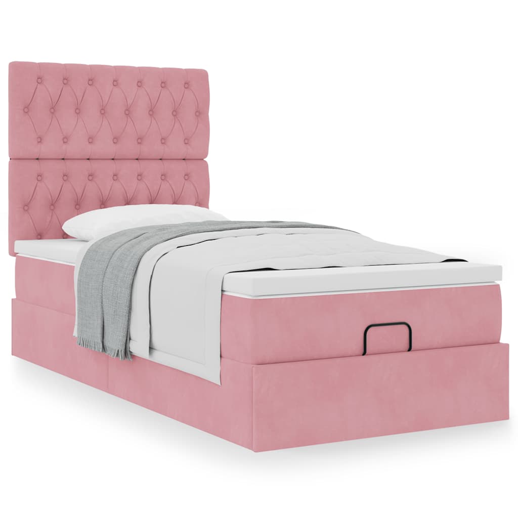 Ottoman-Bett Mit Matratzen Samt Rosa