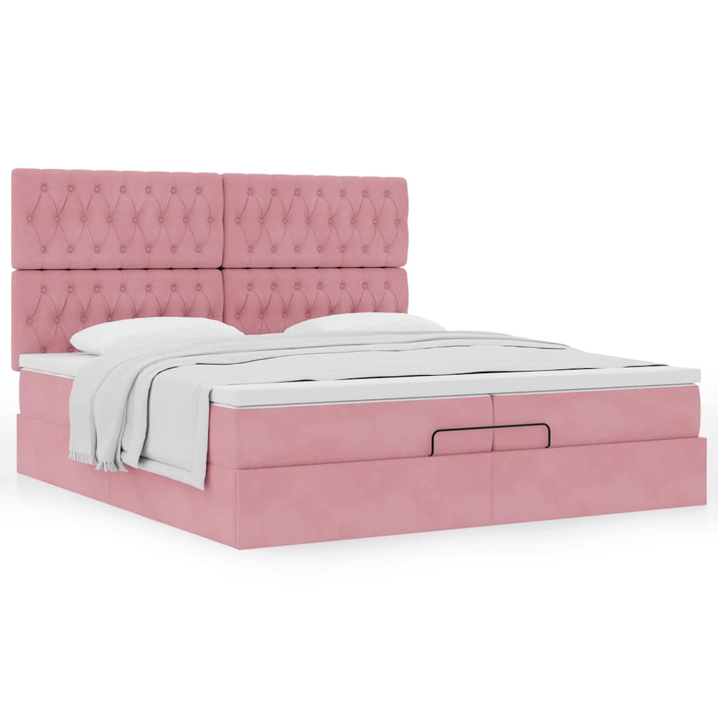 Ottoman-Bett Mit Matratzen Samt Rosa