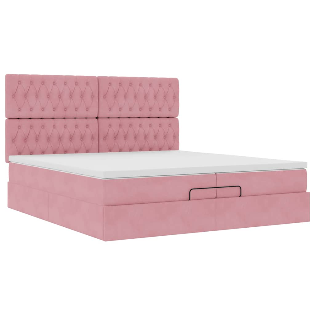 Ottoman-Bett Mit Matratzen Samt Rosa