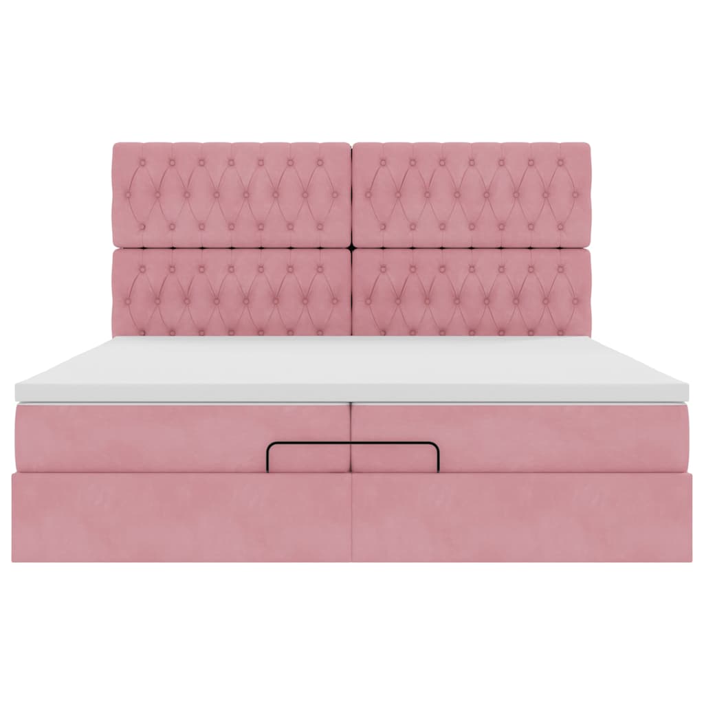 Ottoman-Bett Mit Matratzen Samt Rosa