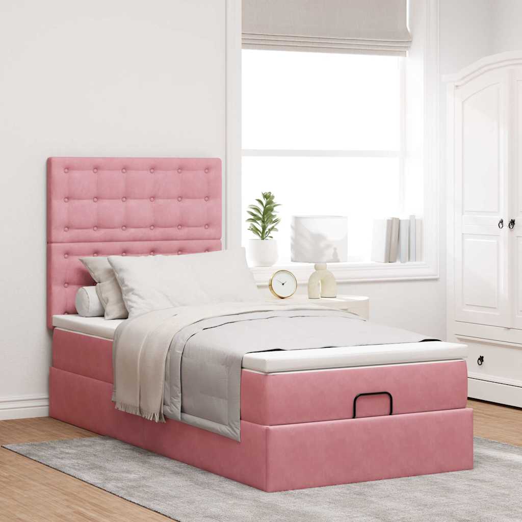 Ottoman-Bett Mit Matratzen Samt Rosa