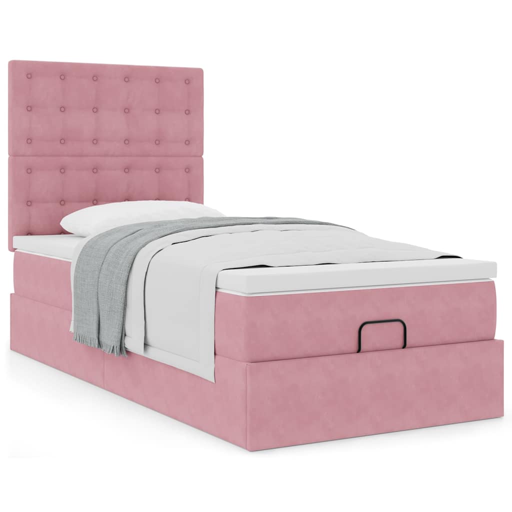 Ottoman-Bett Mit Matratzen Samt Rosa