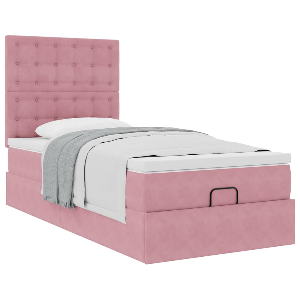 Ottoman-Bett Mit Matratzen Samt Rosa