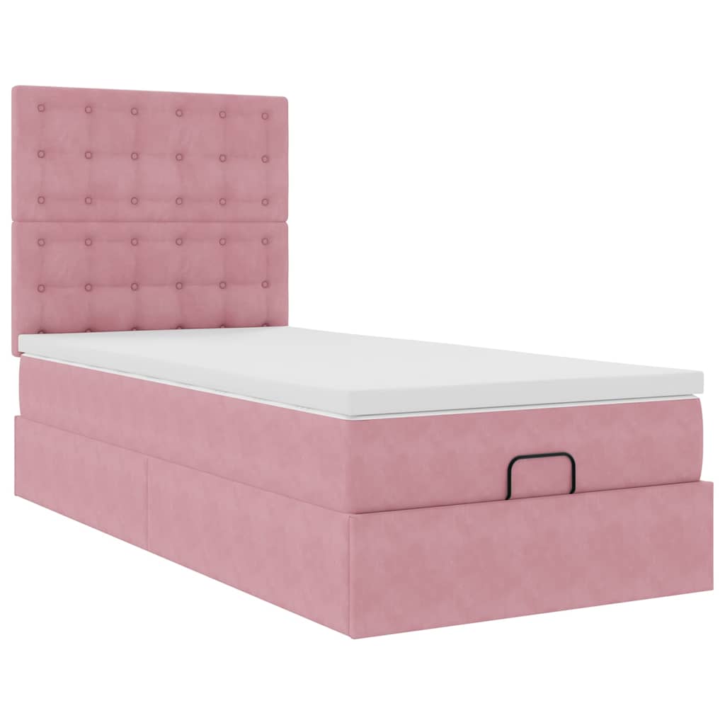 Ottoman-Bett Mit Matratzen Samt Rosa