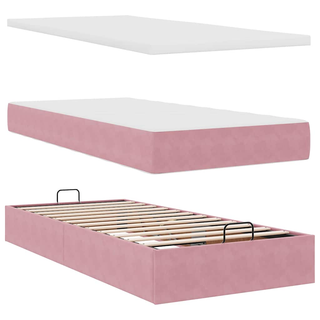 Ottoman-Bett Mit Matratzen Samt Rosa