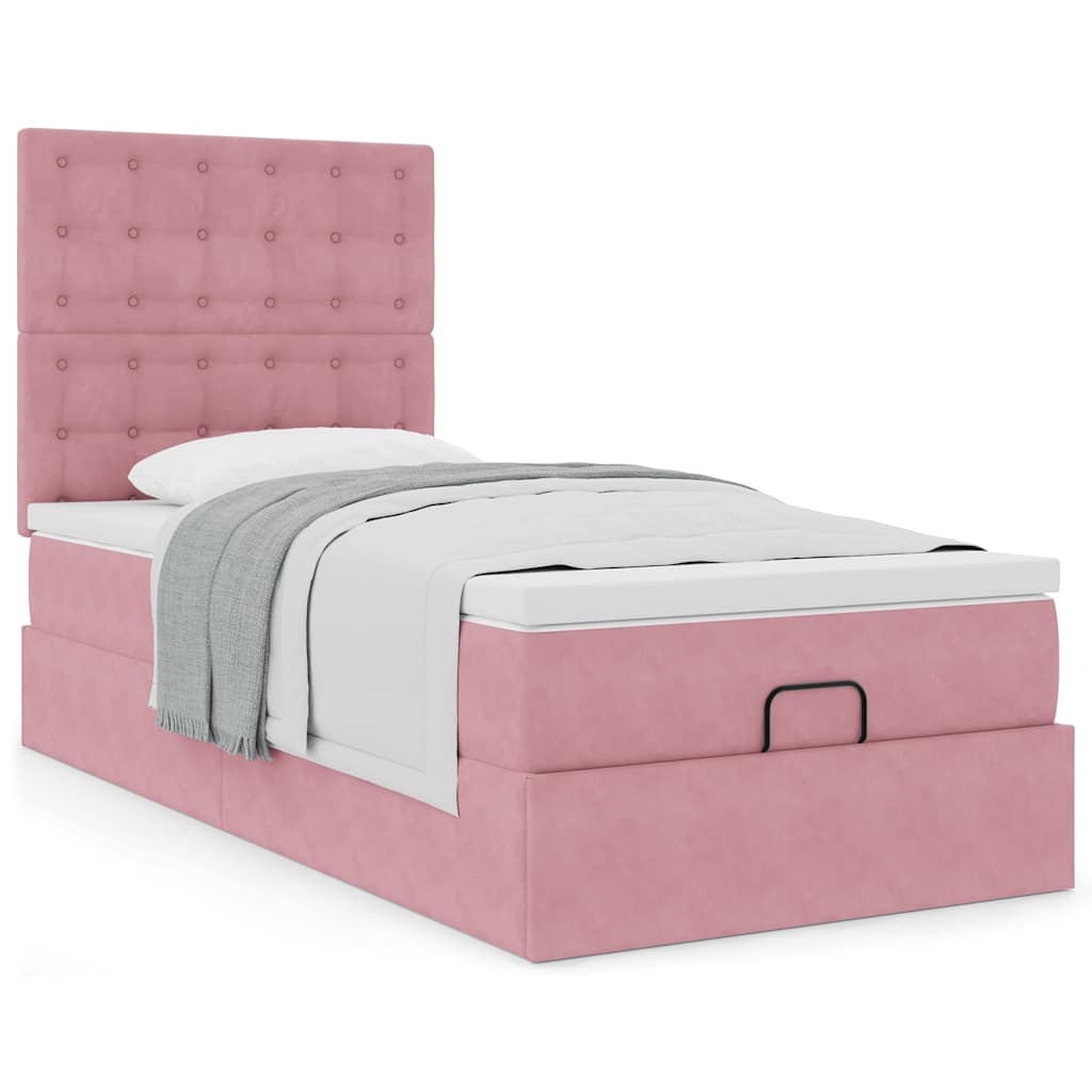 Ottoman-Bett Mit Matratzen Samt Rosa