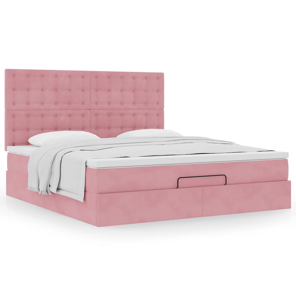 Ottoman-Bett Mit Matratzen Samt Rosa