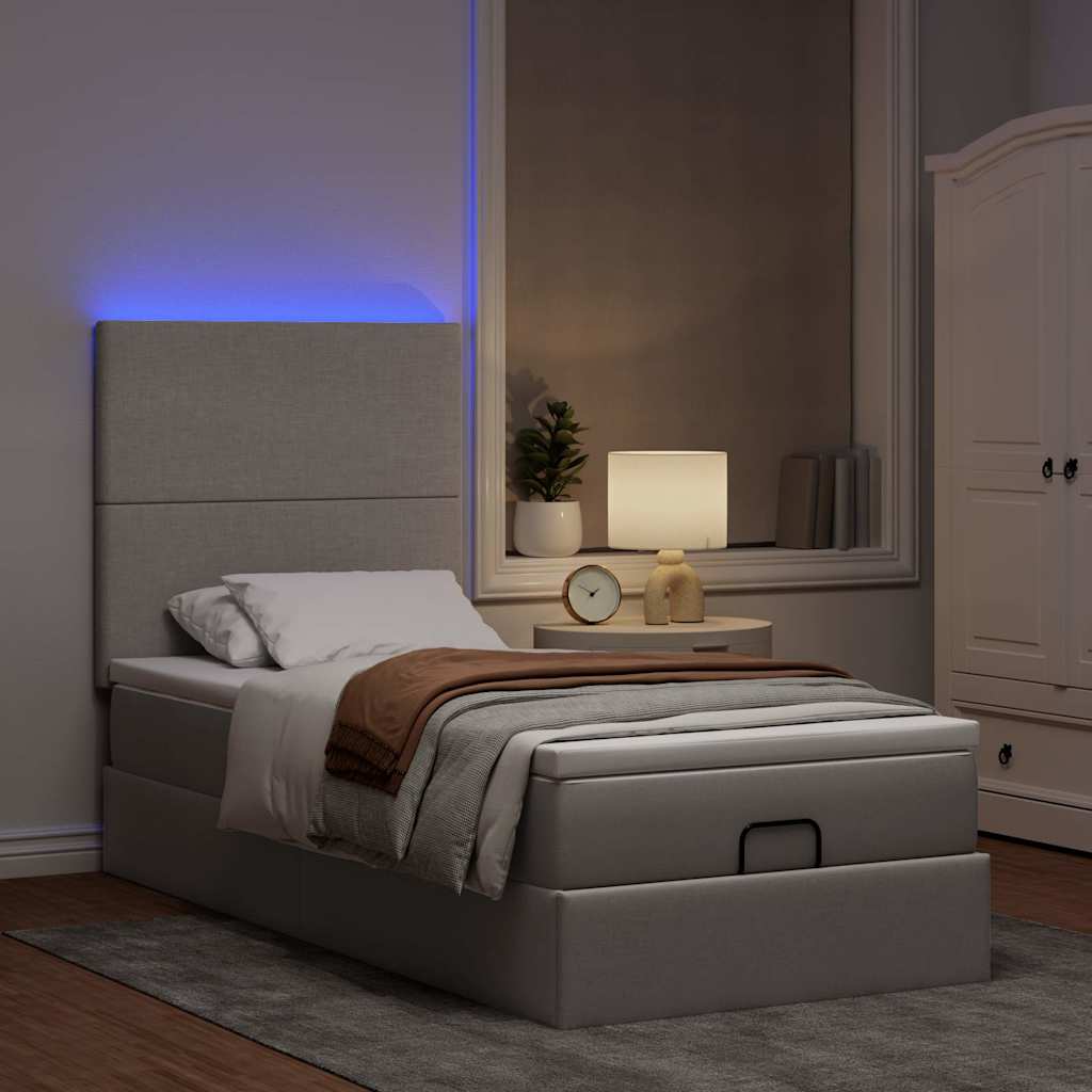 Ottoman-Bett Mit Matratze & Leds Stoff Taupe