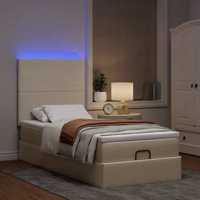 Ottoman-Bett Mit Matratze Stoff Creme