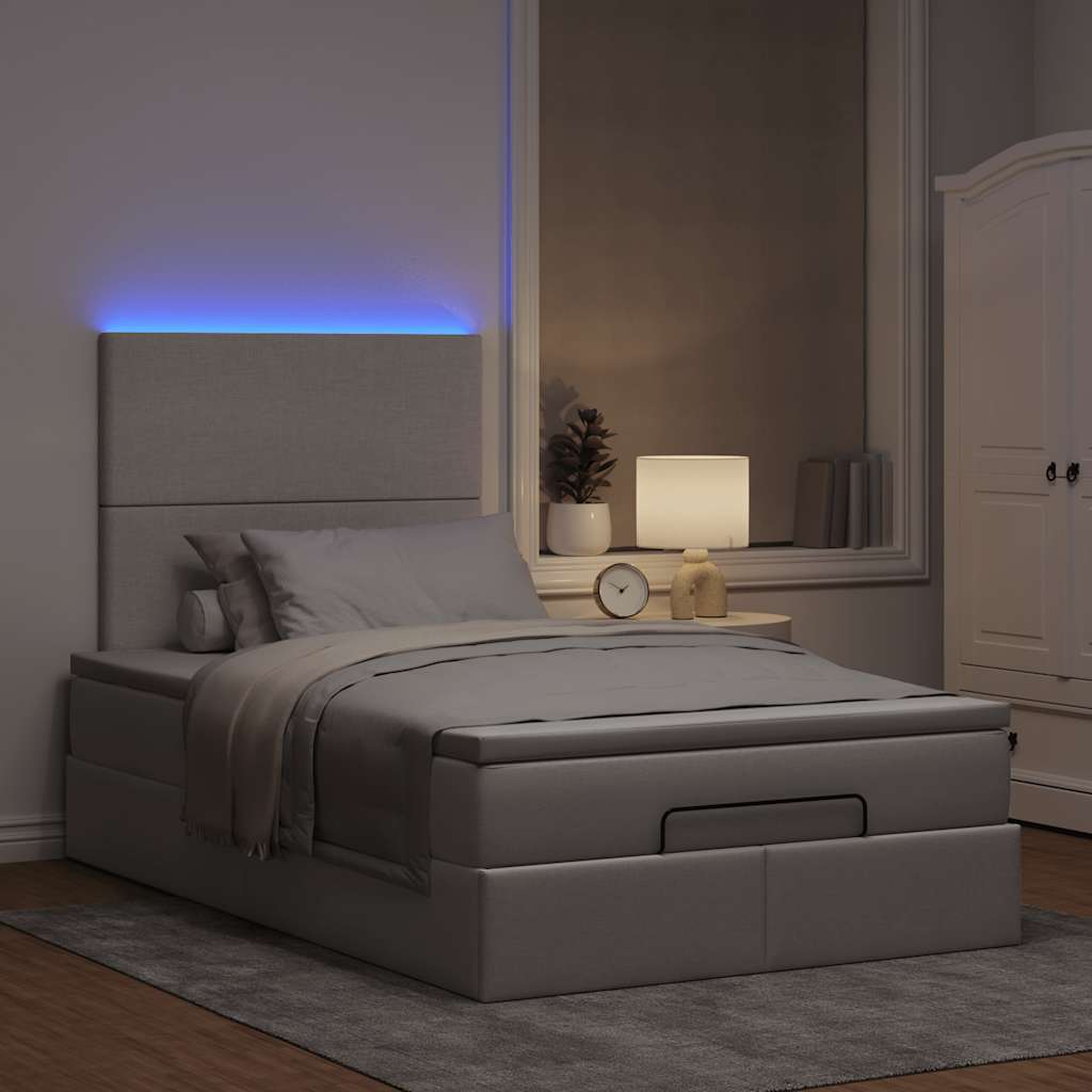 Ottoman-Bett Mit Matratze & Leds Stoff Taupe