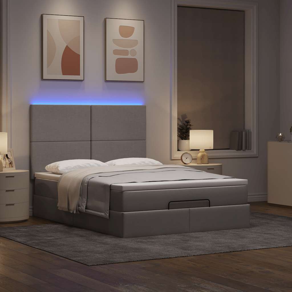 Ottoman-Bett Mit Matratze & Leds Stoff Taupe