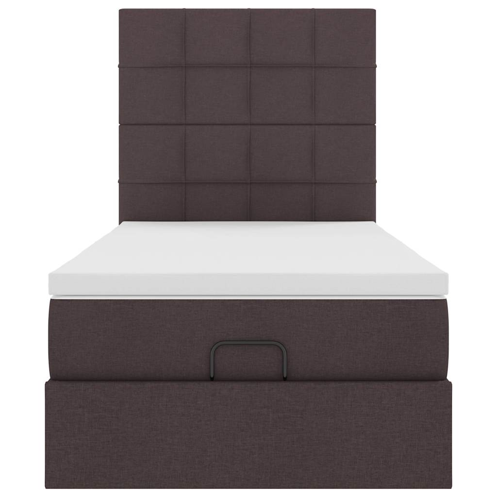 Ottoman-Bett Mit Matratze & Leds Stoff Dunkelbraun