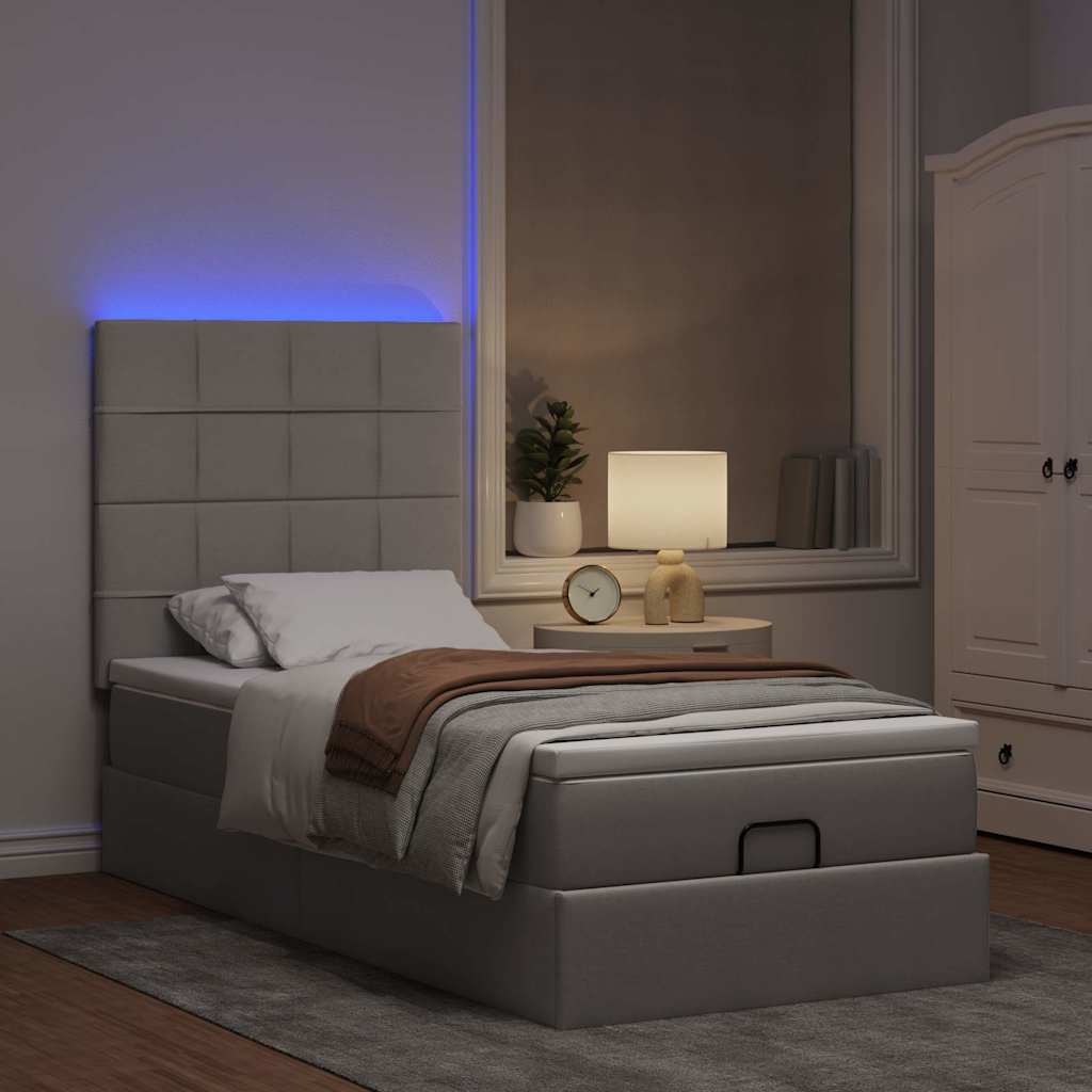 Ottoman-Bett Mit Matratze & Leds Stoff Taupe