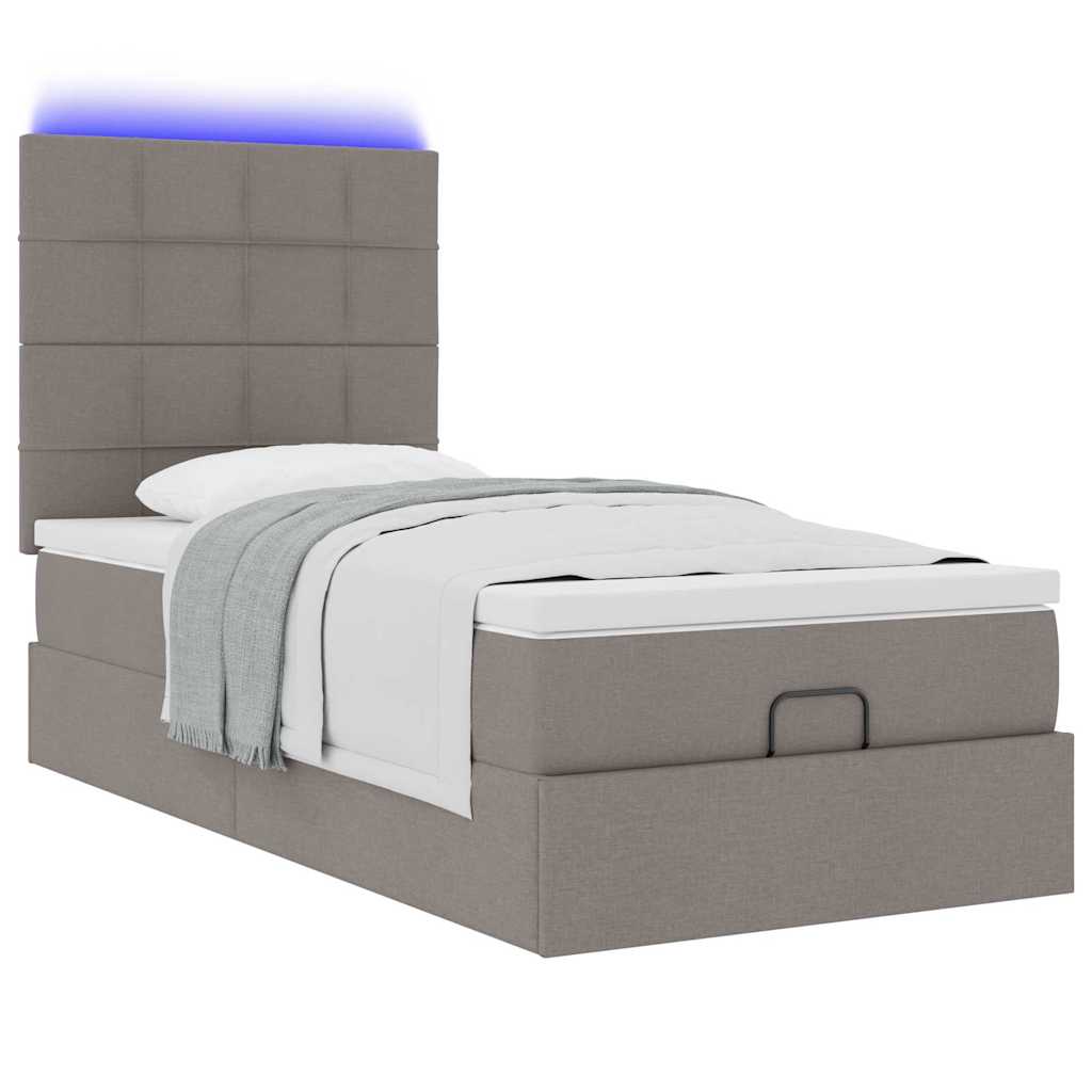 Ottoman-Bett Mit Matratze & Leds Stoff Taupe