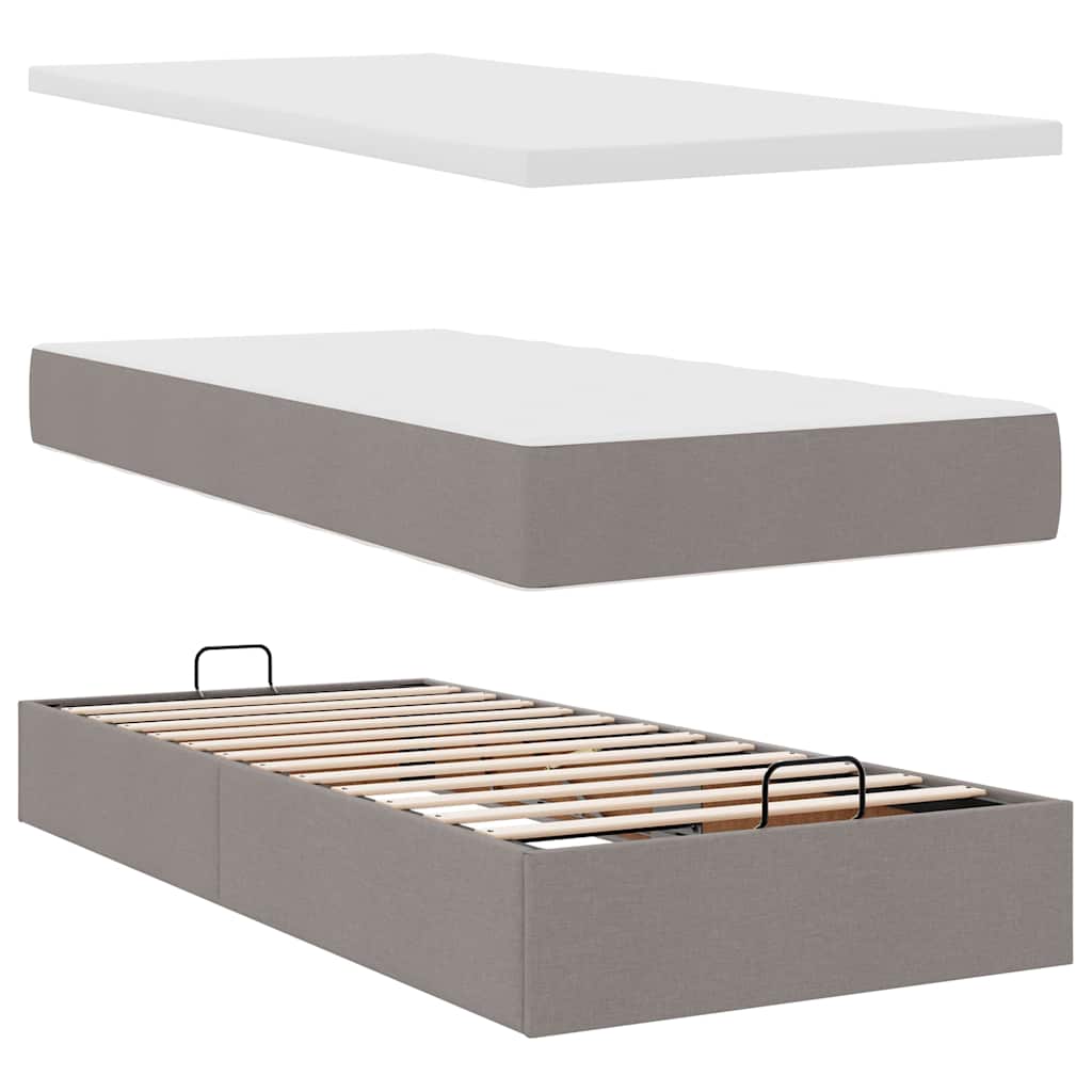 Ottoman-Bett Mit Matratze & Leds Stoff Taupe