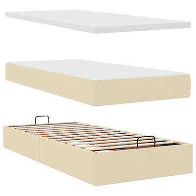 Ottoman-Bett Mit Matratze Stoff Creme