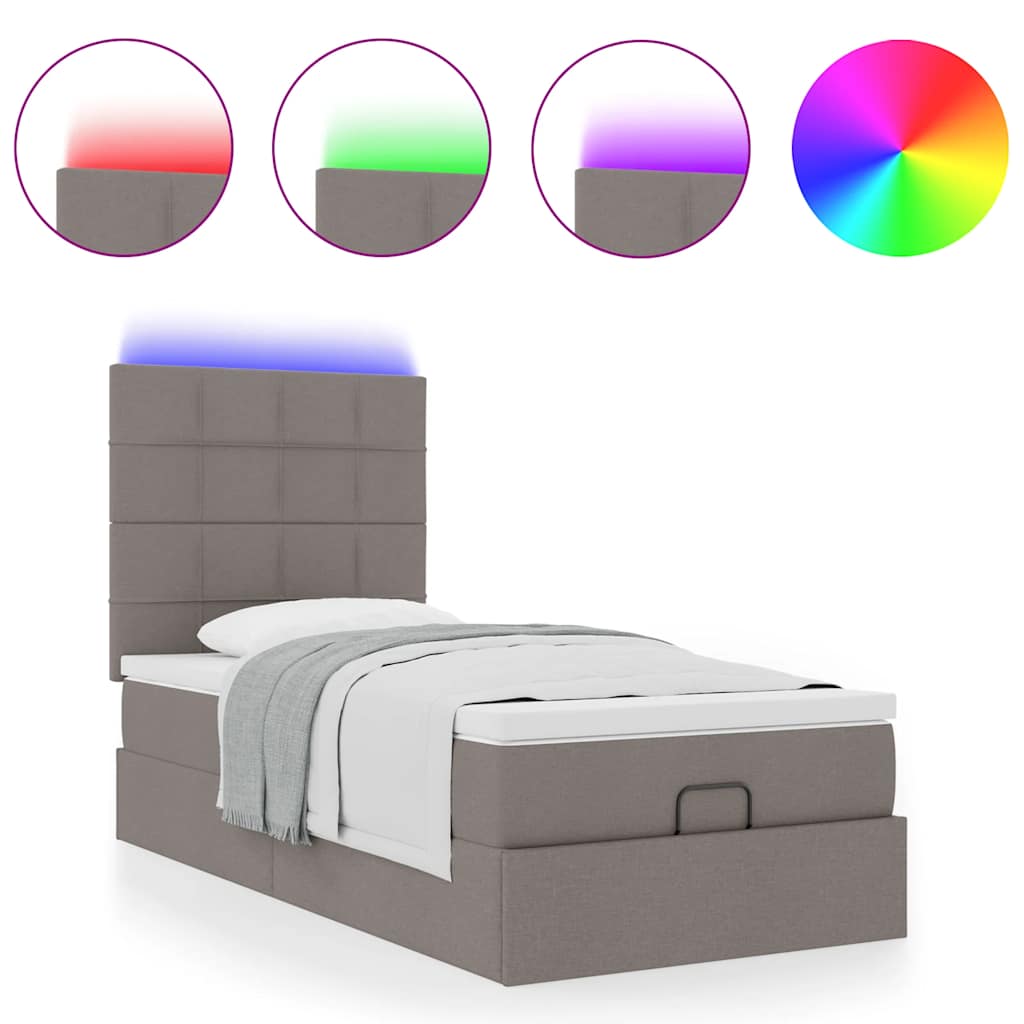 Ottoman-Bett Mit Matratze & Leds Stoff Taupe