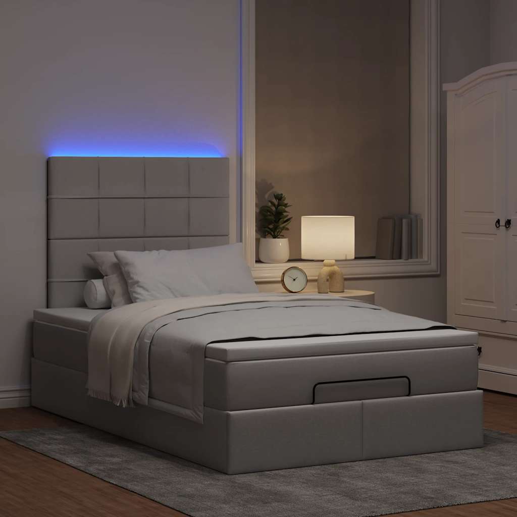 Ottoman-Bett Mit Matratze & Leds Stoff Taupe