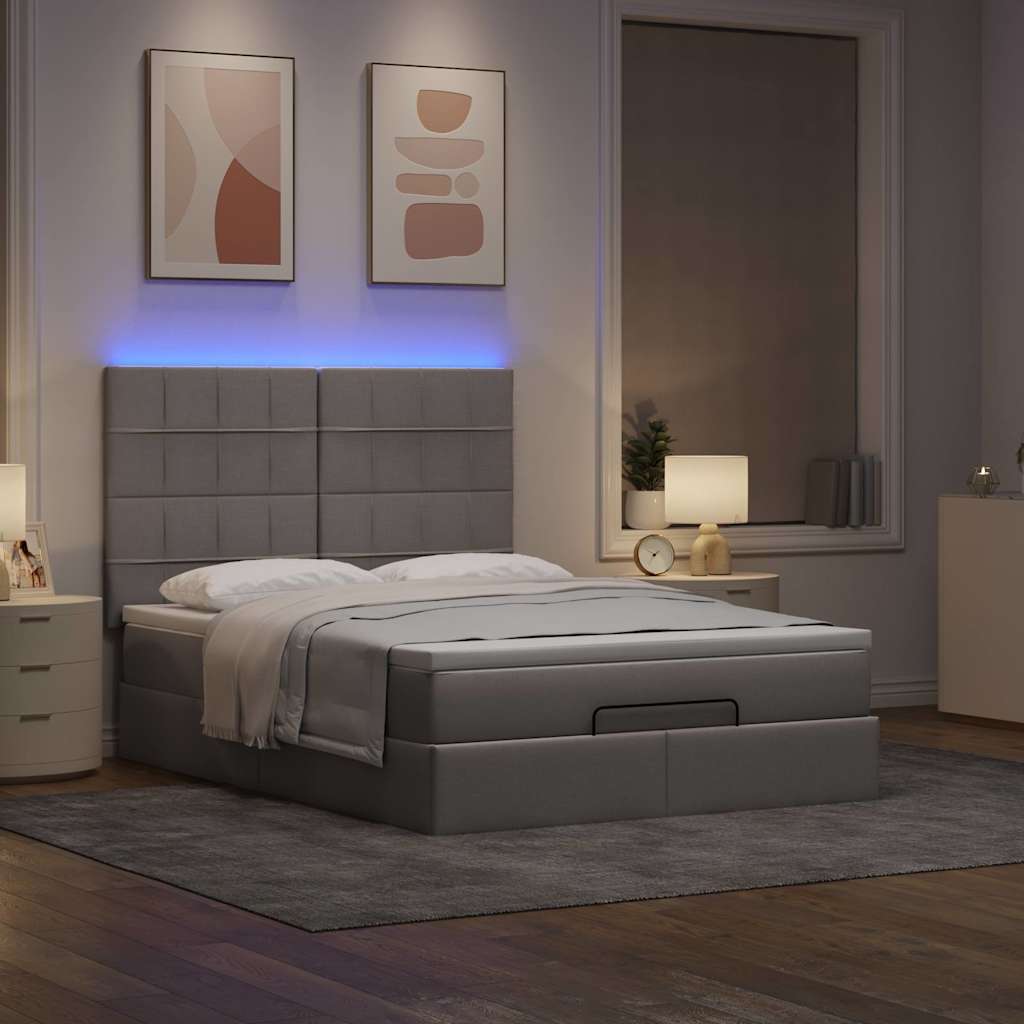 Ottoman-Bett Mit Matratze & Leds Stoff Taupe