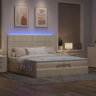 Ottoman-Bett Mit Matratze Stoff Creme