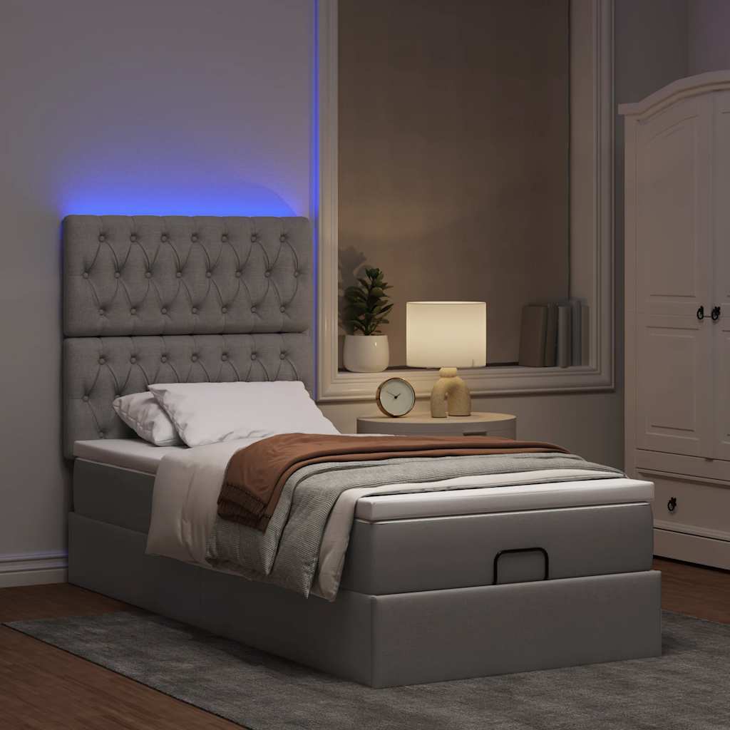 Ottoman-Bett Mit Matratze & Leds Stoff Taupe