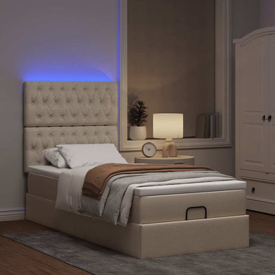 Ottoman-Bett Mit Matratze Stoff Creme