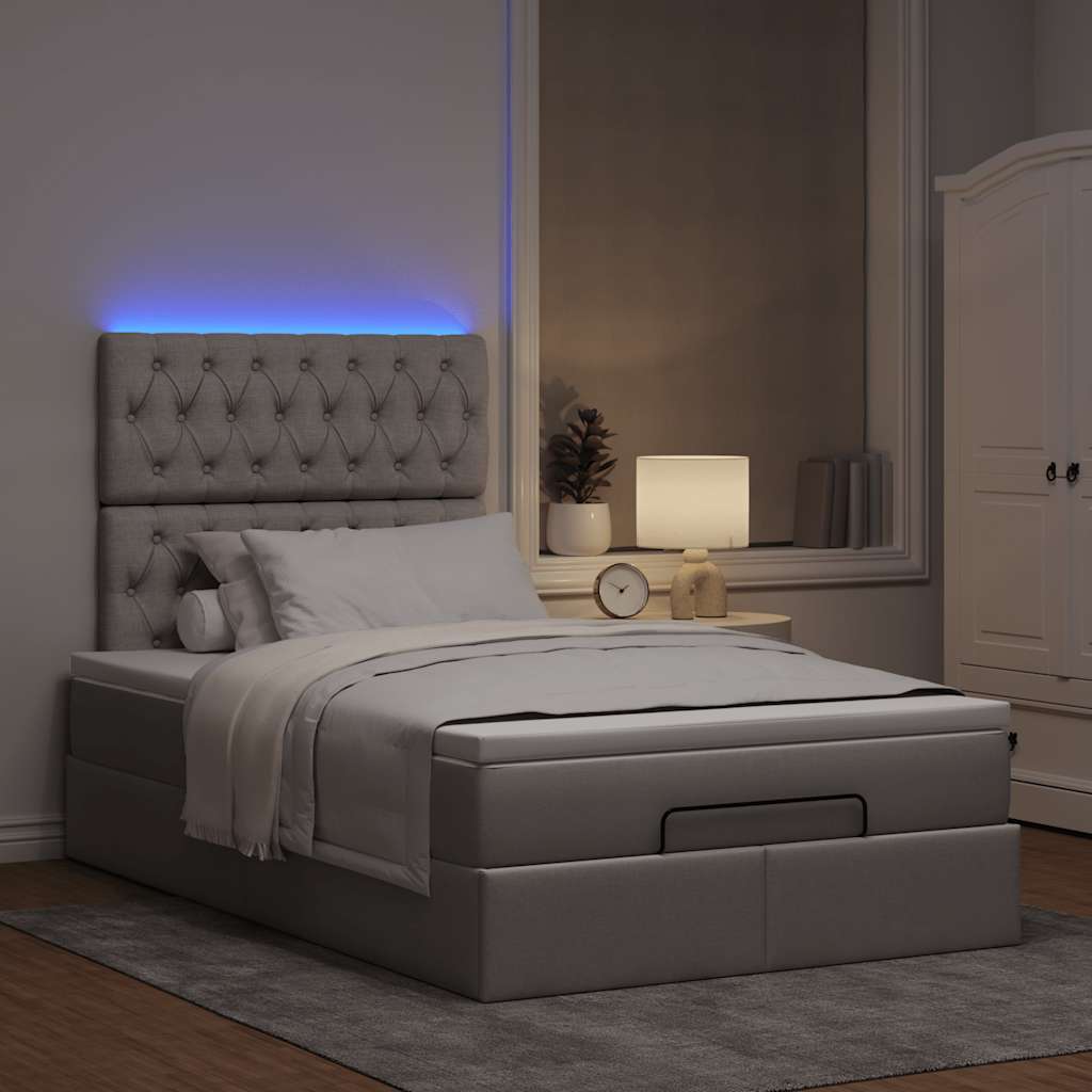 Ottoman-Bett Mit Matratze & Leds Stoff Taupe