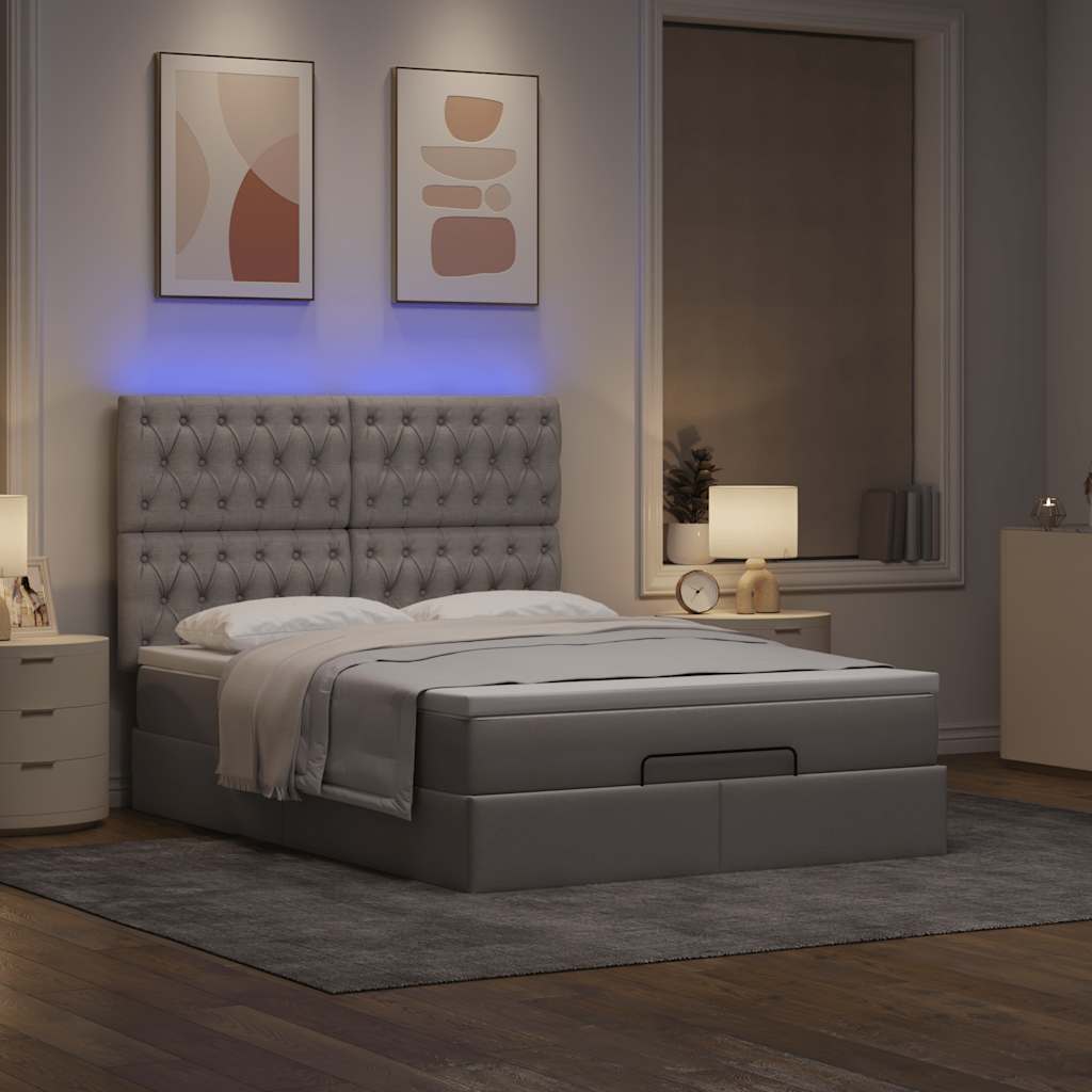 Ottoman-Bett Mit Matratze & Leds Stoff Taupe