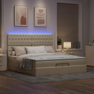 Ottoman-Bett Mit Matratze Stoff Creme