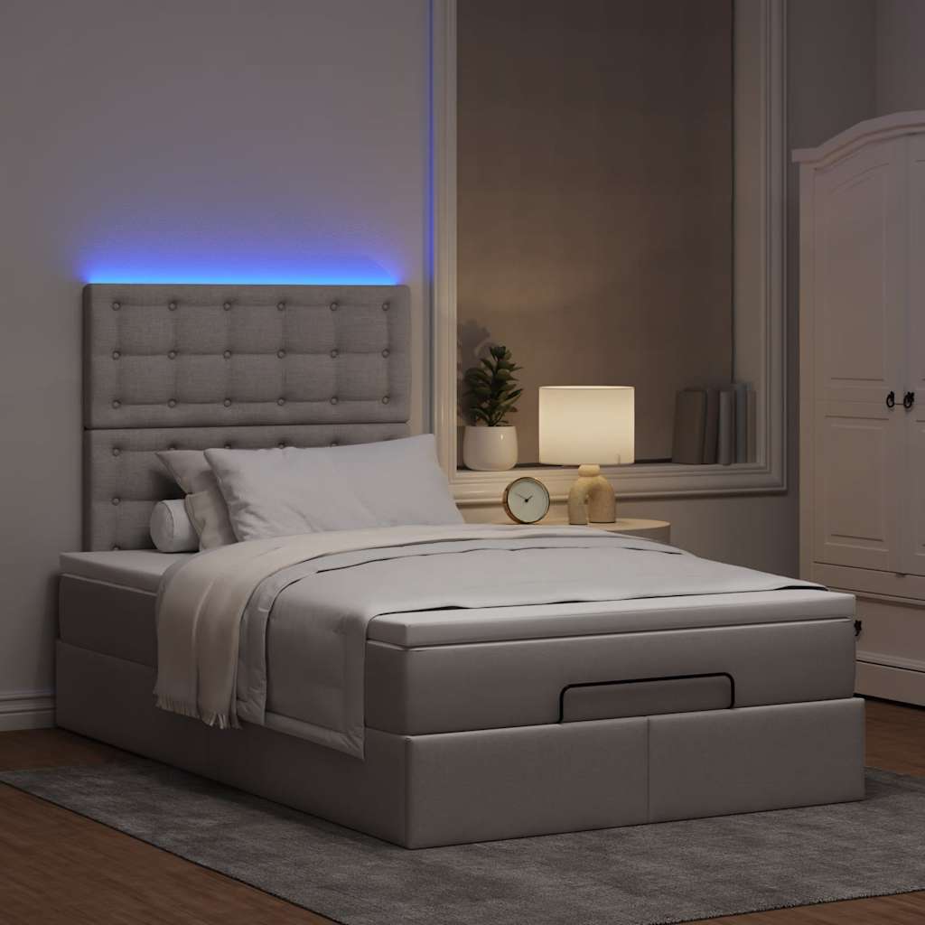 Ottoman-Bett Mit Matratze & Leds Stoff Taupe